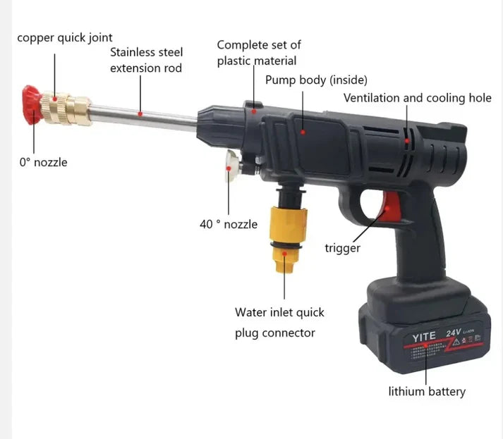 Wireless Car Washer Gun (Double Battery Included)